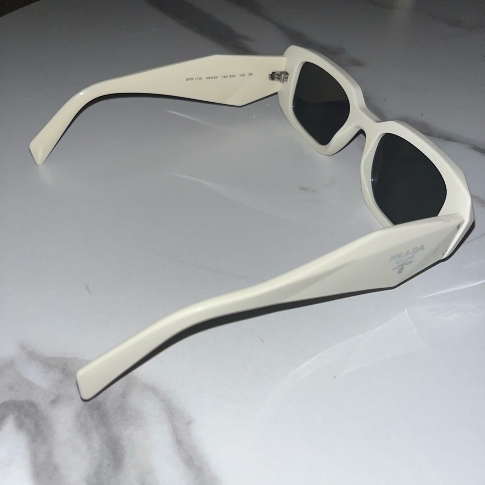 Prada White Rectangular Sunglasses - image 4